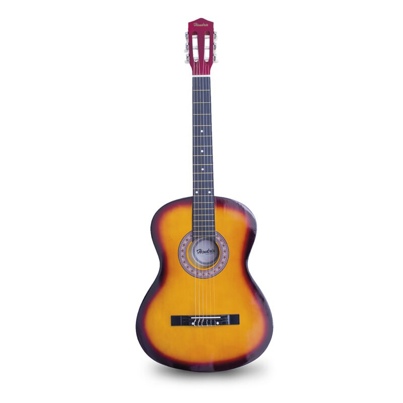 guitarra hendrix de madera 30 pulgadas con funda y set de cuerdas color sunburst — vista 2