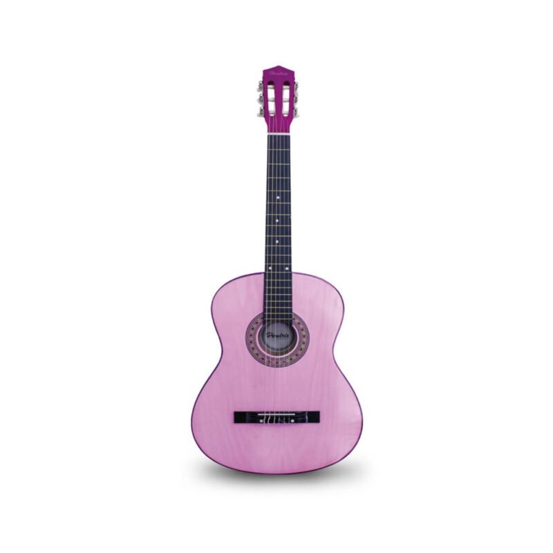 guitarra hendrix de madera 36 pulgadas con funda y set de cuerdas color pink — vista 2