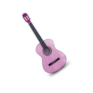 guitarra hendrix de madera 36 pulgadas con funda y set de cuerdas color pink