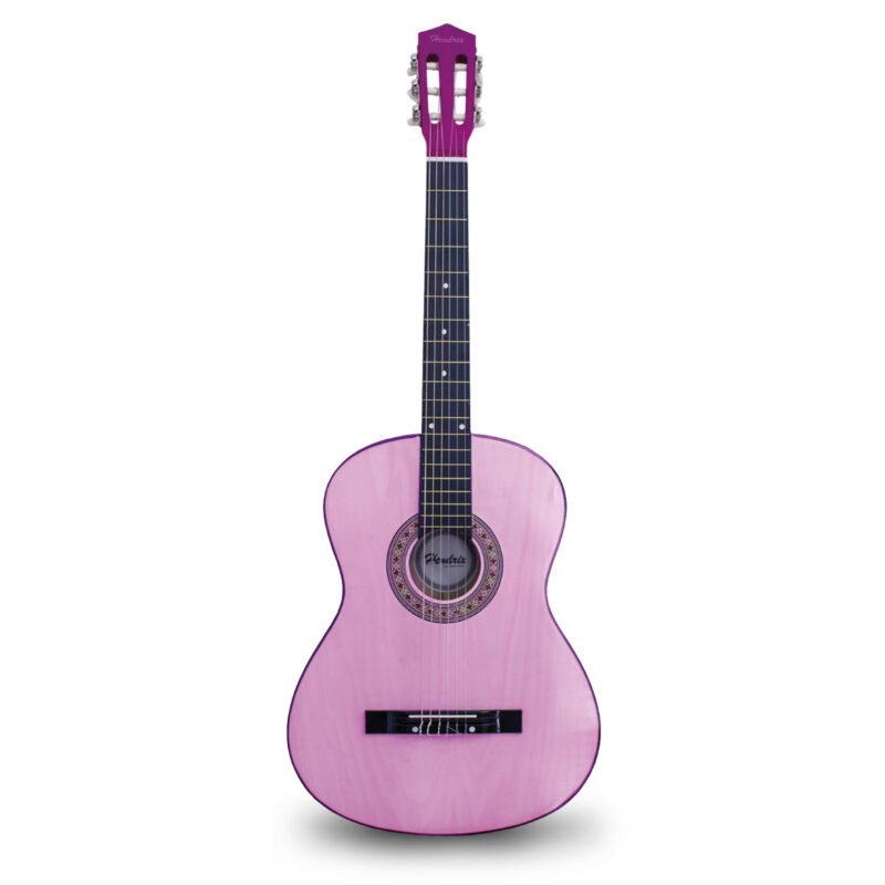 guitarra hendrix de madera 39 pulgadas con funda y set de cuerdas color pink — vista 2