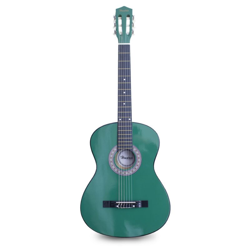 guitarra hendrix de madera 39 pulgadas con funda y set de cuerdas color green — vista 2