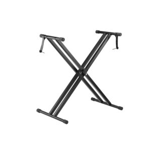 soporte hendrix plegable en x, ajustable 69.8 97 cm, estable, con barras antideslizantes y bloqueo.