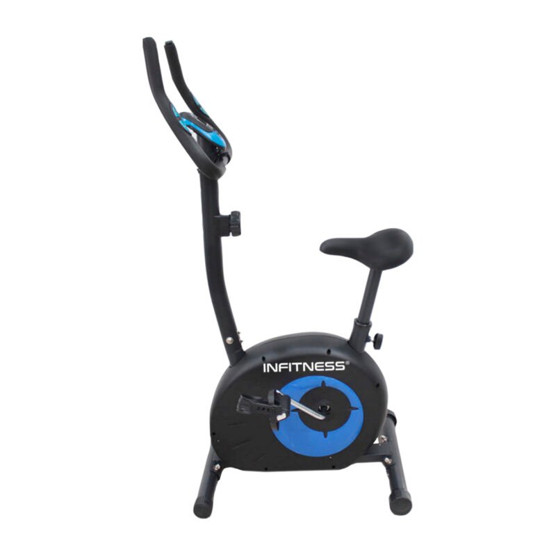 bicicleta estatica infitness magnetica con disco de 4kg, pantalla lcd, ajustes de asiento y velocidad.