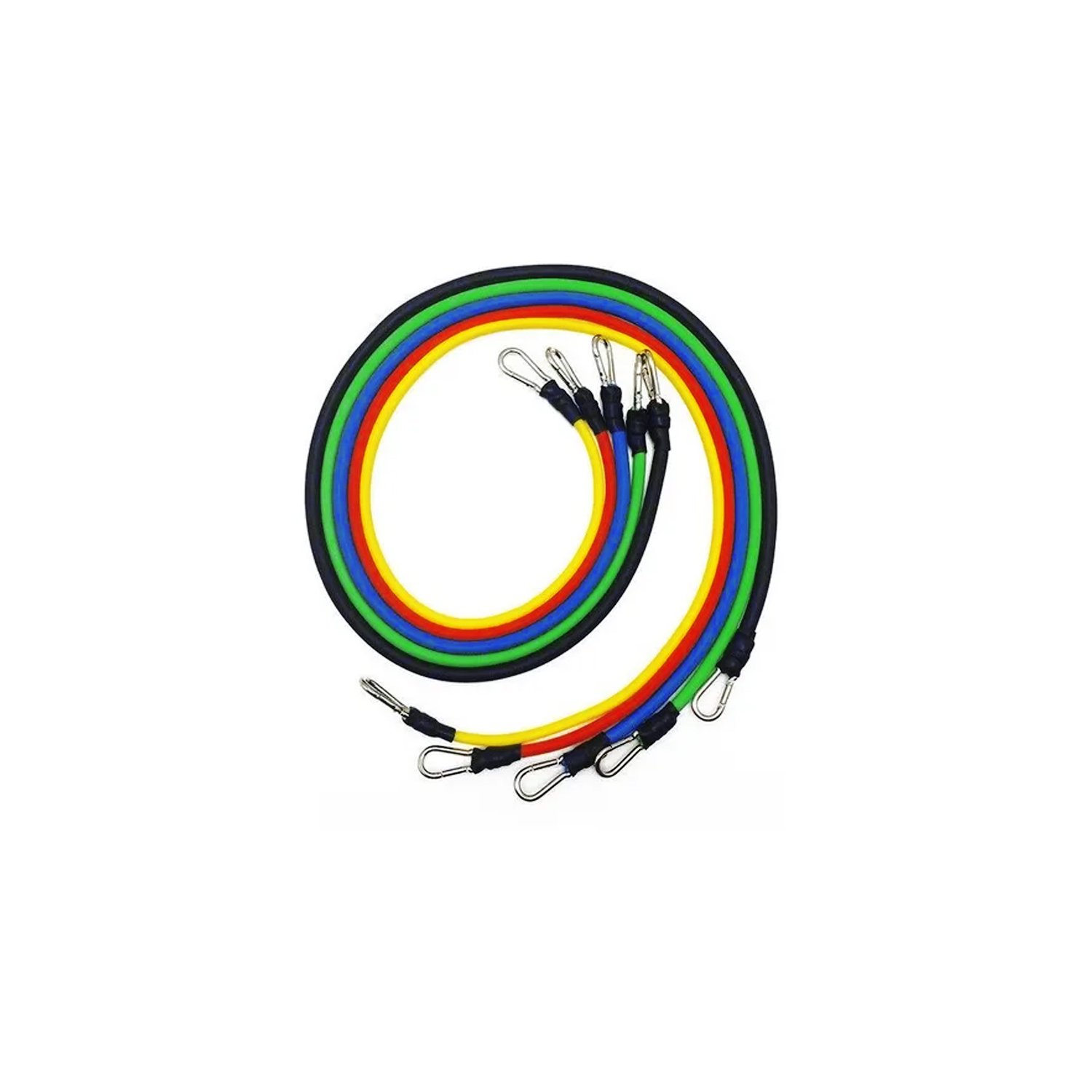 set de 11 piezas para ejercicios, incluye 5 bandas de resistencia de latex natural, hasta 150 libras. set de 11 piezas para ejercicios, incluye 5 bandas de resistencia de latex natural, hasta 150 libras.