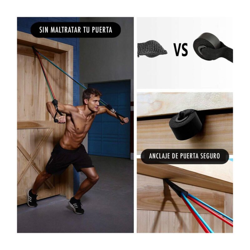 set de 11 piezas para ejercicios, incluye 5 bandas de resistencia de latex natural, hasta 150 libras. — vista 6