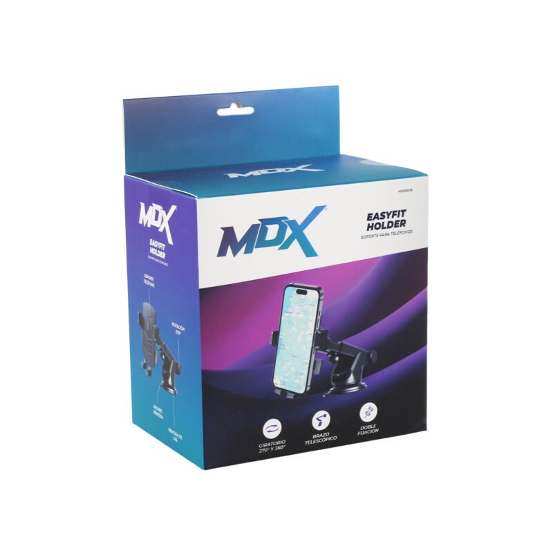 soporte mdx para telefonos de 4.5 a 6.8 pulgadas. rotacion 360°y brazo ajustable 270°, ventosa de gel. — vista 2