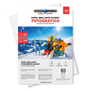 papel fotografico glossy a4 100 hojas 130g, alta definicion para inkjet, resistente al agua.