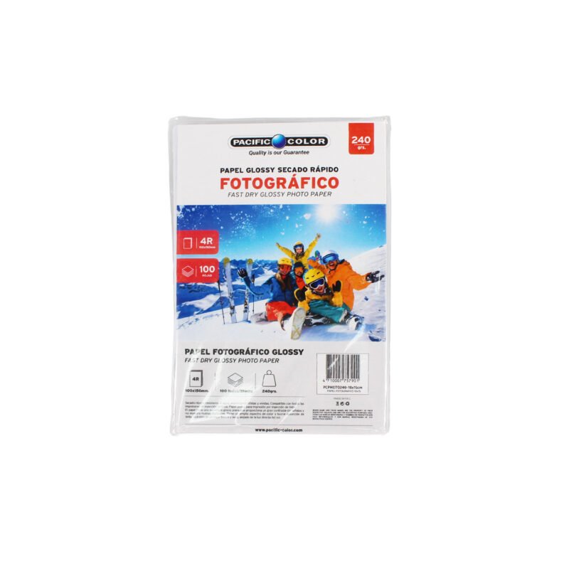 papel fotografico glossy 4r, 100 hojas, 240gr, alta definicion, secado rapido, resistente al agua. — vista 5