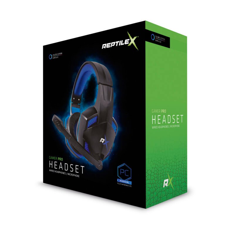 audifono reptile x gamer con microfono y control de volumen. blue — vista 3