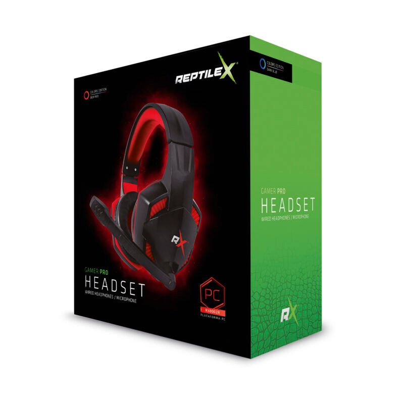 audifono reptile x gamer con microfono y control de volumen. red — vista 4