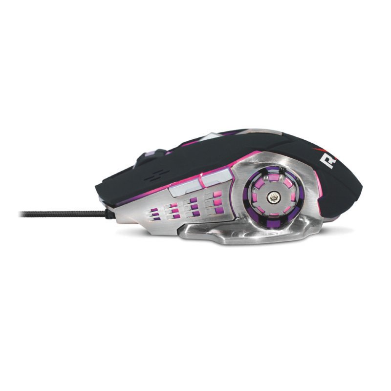 mouse reptile x gamer 5 botones con 4 colores led, 1200/1600/2400/3200 dpi — vista 2