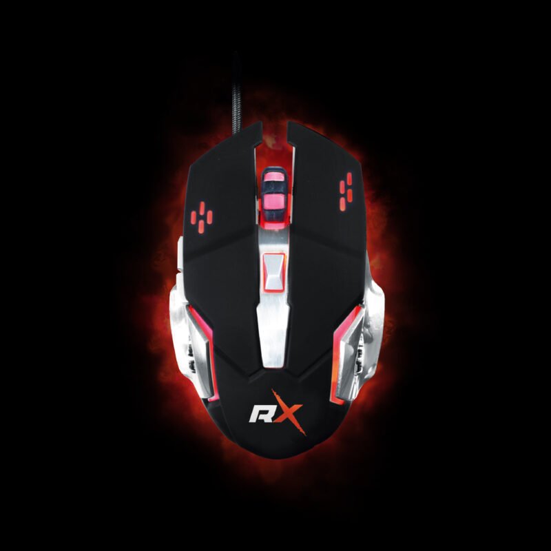 mouse reptile x gamer 5 botones con 4 colores led, 1200/1600/2400/3200 dpi — vista 3