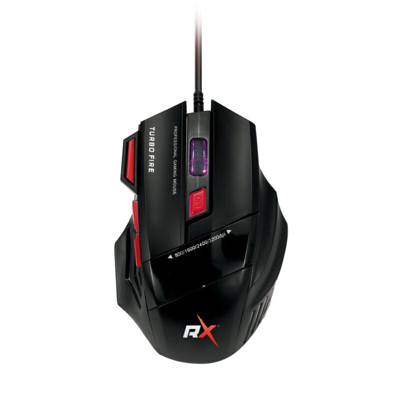 mouse reptile x gamer 7 botones con luz led, 1200/1600/2400/3200 dpi