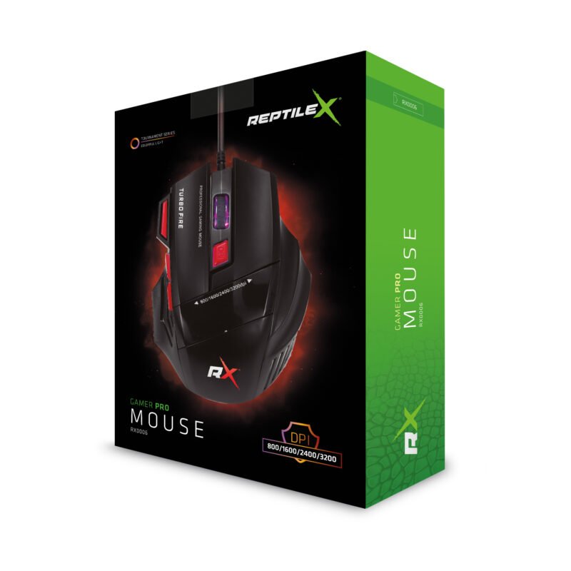 mouse reptile x gamer 7 botones con luz led, 1200/1600/2400/3200 dpi — vista 4