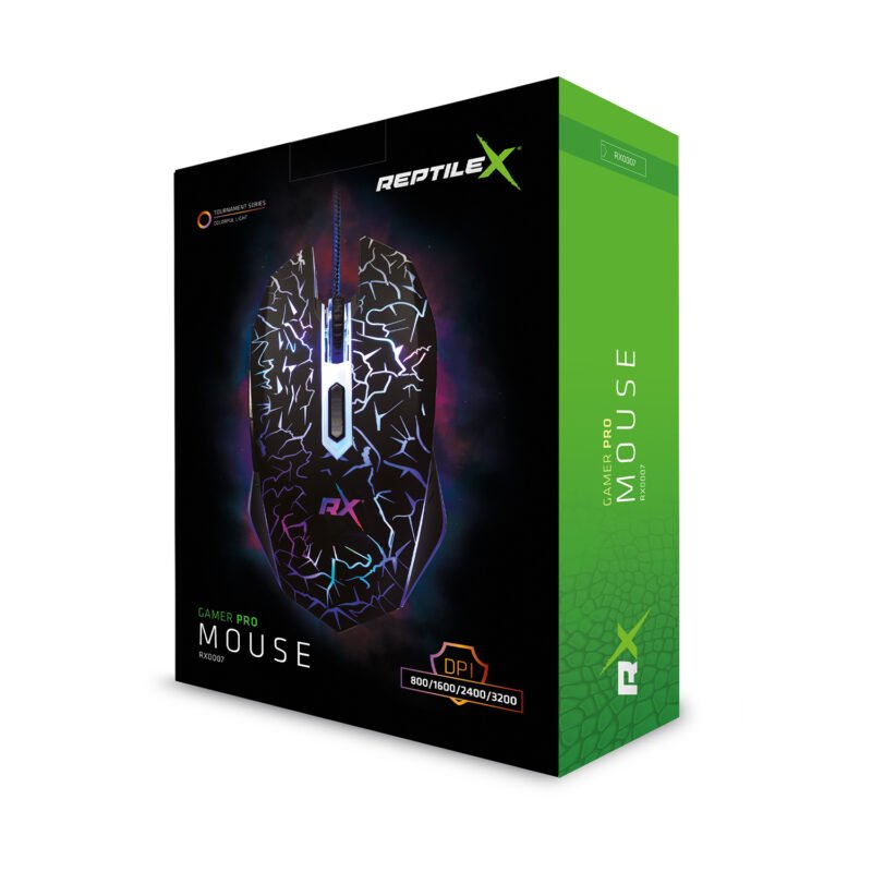 mouse reptile x gamer 6 botones con luz led, 1200/1600/2400/3200 dpi — vista 4