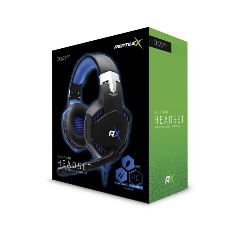 audifono reptile x gamer con microfono, usb, iluminacion led, cable 2m, control de volumen, pc. — vista 3