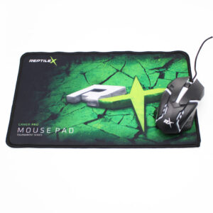 mouse reptile x 3d con cable, 1000 dpi, 3 botones, iluminacion arcoiris, incluye pad antideslizante.