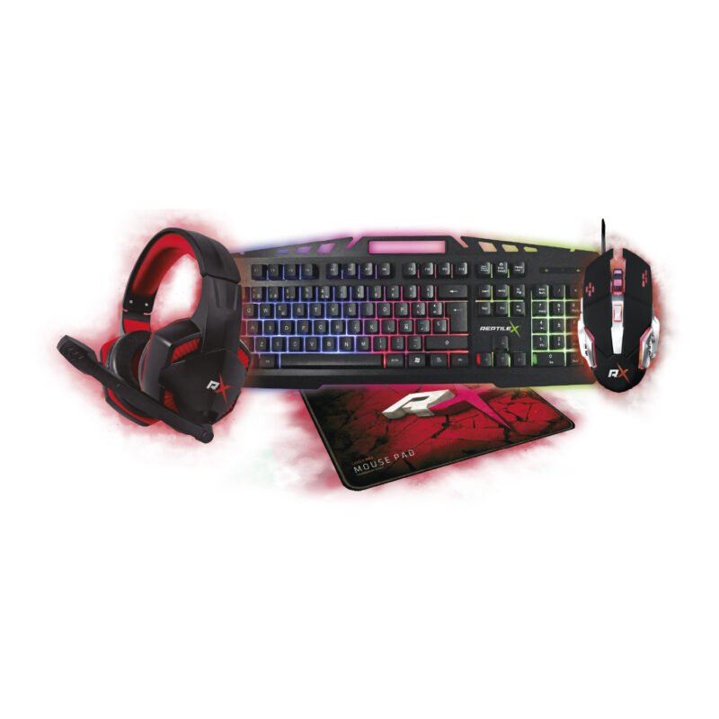 kit 4 en 1 audifono reptilex compatible pc/ps4/x one/switch, mouse y mousepad gamer pro, teclado gamer con luz led arcoiris. — vista 4