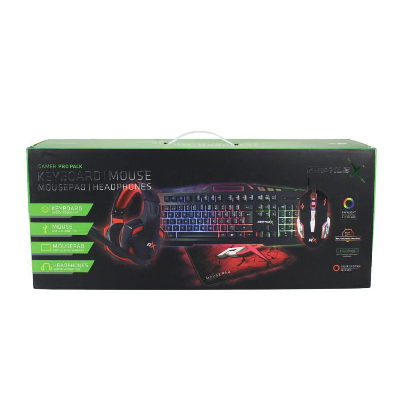 kit 4 en 1 audifono reptilex compatible pc/ps4/x one/switch, mouse y mousepad gamer pro, teclado gamer con luz led arcoiris. — vista 6