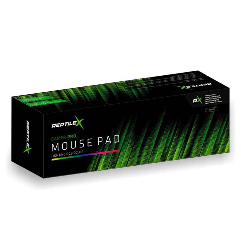 mousepad reptile x gamer pro, superficie antideslizante, conexion usb lighting, 250x350x4mm — vista 2