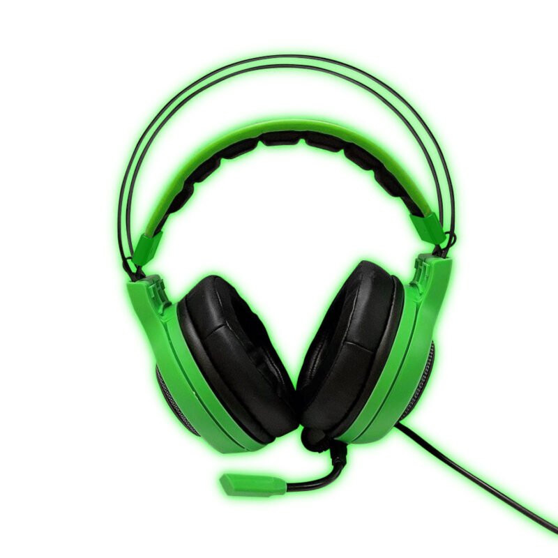 audifono reptile x gamer pro con microfono, interfaz usb y jack 3.5 mm, iluminacion led, cable de 2 m. green — vista 2