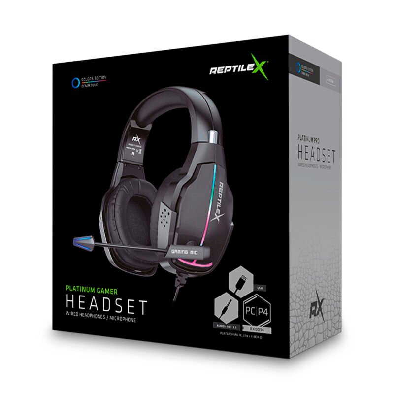 audifono reptile x gamer premium con microfono y control de volumen. blue