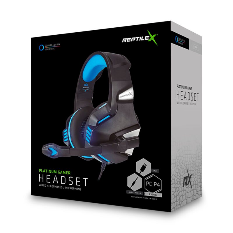 audifono reptile x gamer led, plug 3.5mm, microfono 6.0x2.7mm, impedancia 16 ohm, cable 2m.