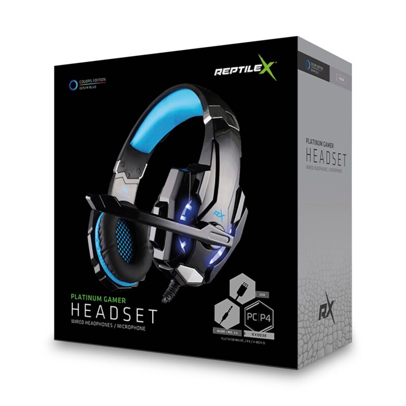 audifono reptile x gamer led, plug 3.5mm, microfono 6.0x5.0mm, ?50mm, cable 2m, frecuencia 20hz 20khz.