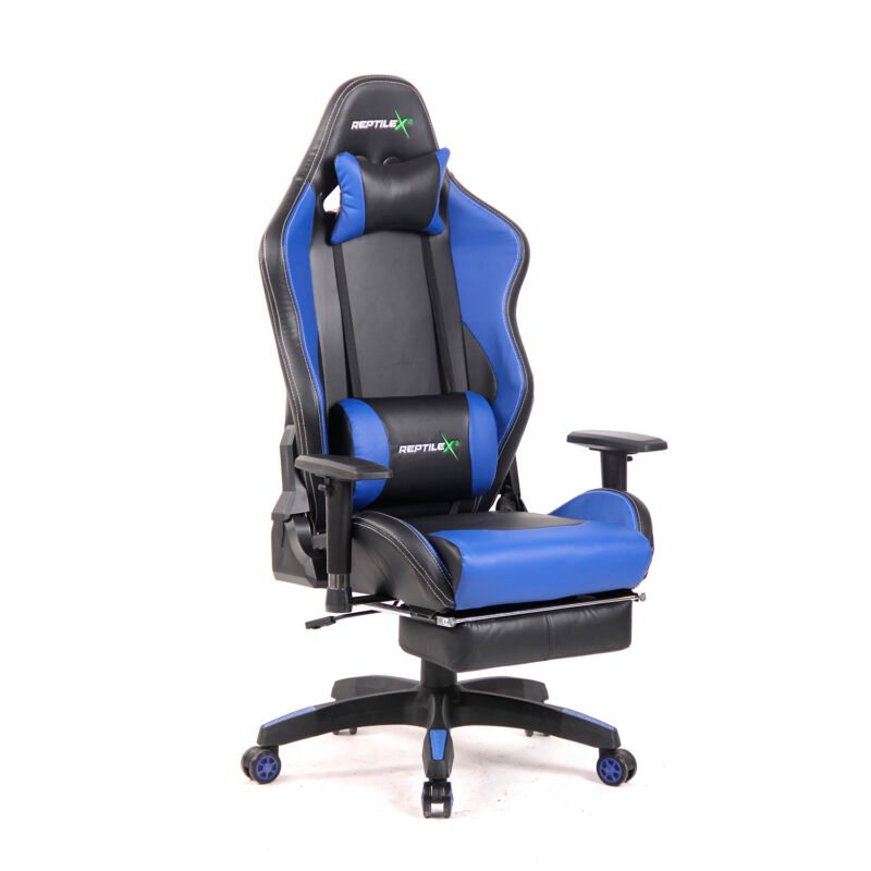 silla gamer reclinable y apoya pies estilo butaca. blue — vista 5