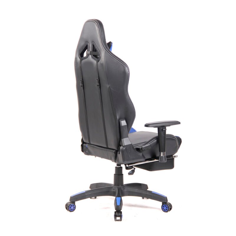 silla gamer reclinable y apoya pies estilo butaca. blue