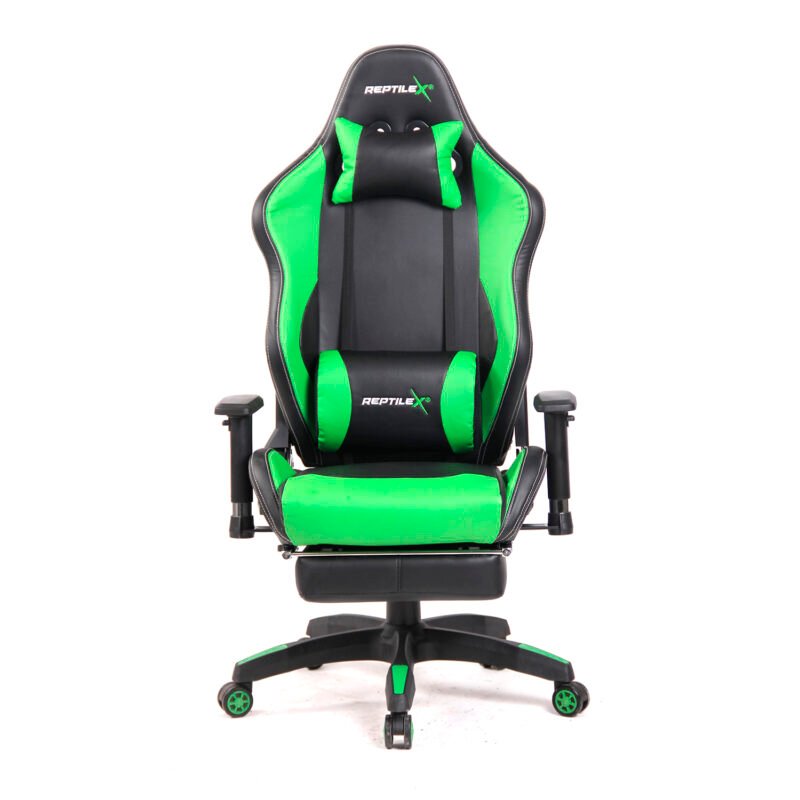 silla gamer reclinable y apoya pies estilo butaca. green — vista 5