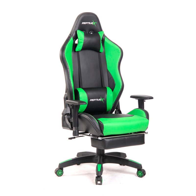 silla gamer reclinable y apoya pies estilo butaca. green — vista 4