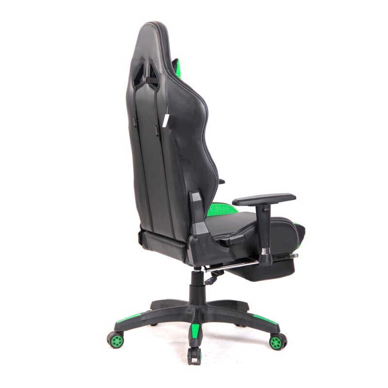 silla gamer reclinable y apoya pies estilo butaca. green — vista 3