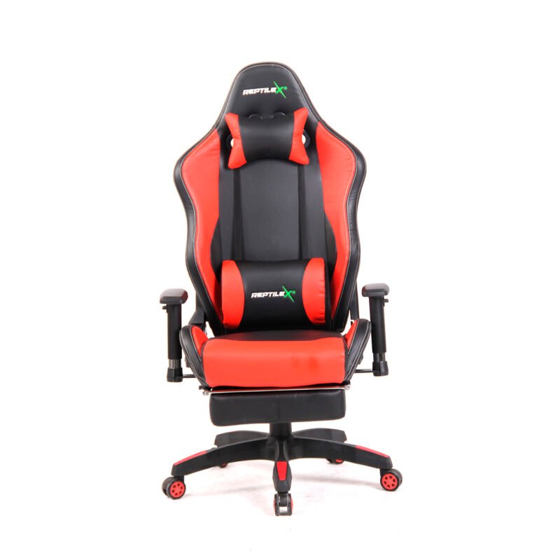silla gamer reclinable y apoya pies estilo butaca. red — vista 2