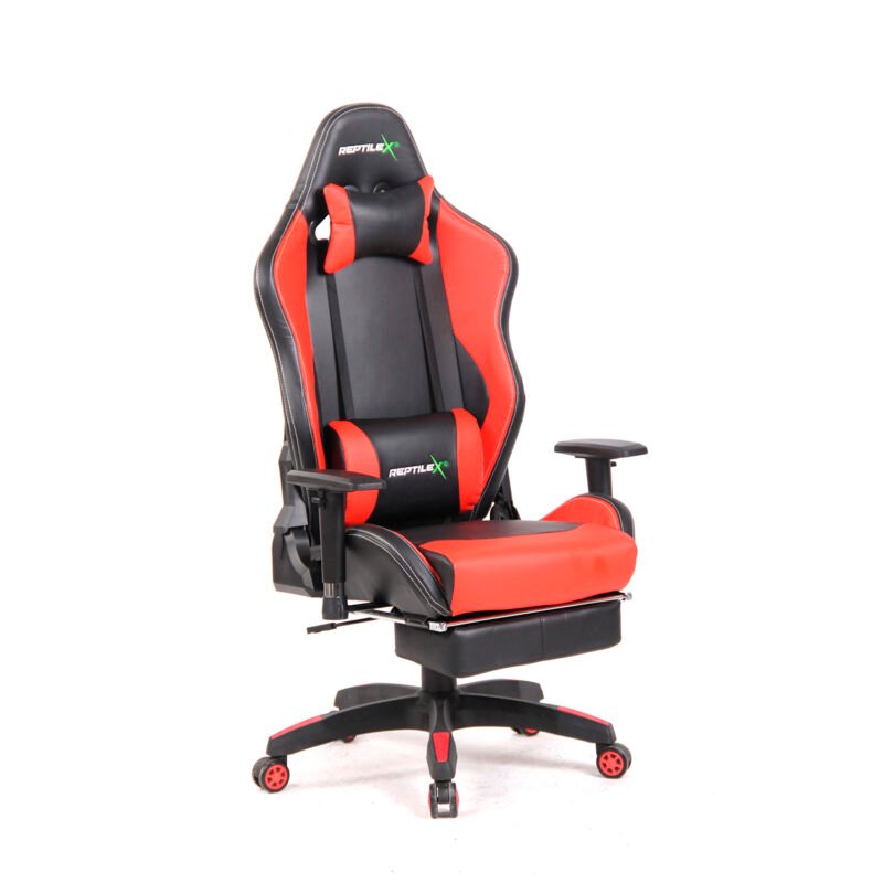 silla gamer reclinable y apoya pies estilo butaca. red