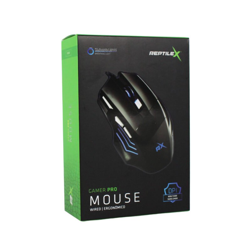 mouse reptile x ergonomico usb, dpi 800 2400, 7 botones, temperatura de uso 0°c 40°c, conexion plug & play. — vista 3