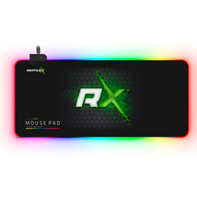 mousepad reptile x con usb lighting, luz en bordes, superficie antideslizante, velocidad y precision.350x250x3mm