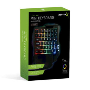 teclado reptile x mini ergonomico 1 mano, portatil y resistente, retroiluminado arcoiris, 35 teclas, usb alta velocidad, anti salpicaduras.