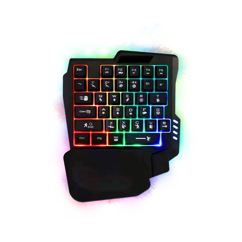 teclado reptile x mini ergonomico 1 mano, portatil y resistente, retroiluminado arcoiris, 35 teclas, usb alta velocidad, anti salpicaduras. — vista 2