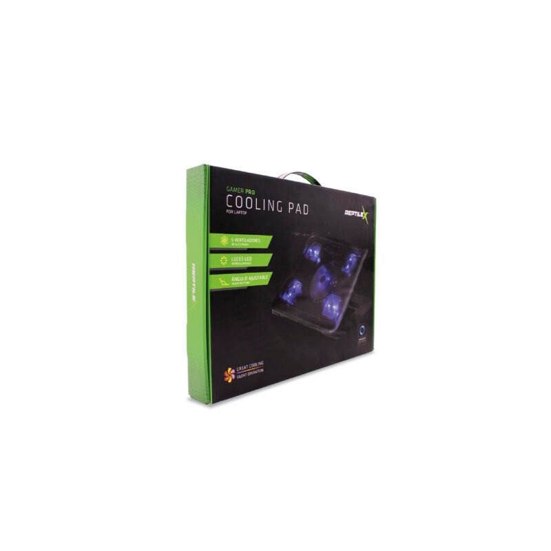 base ventilacion reptile x gamer, 5 ventiladores de alta velocidad, ajuste bidireccional, compatible laptos de hasta 17". — vista 2