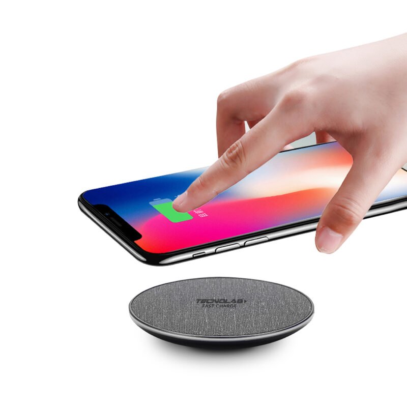 cargador inalambrico de smartphone con tecnologia qi. gray