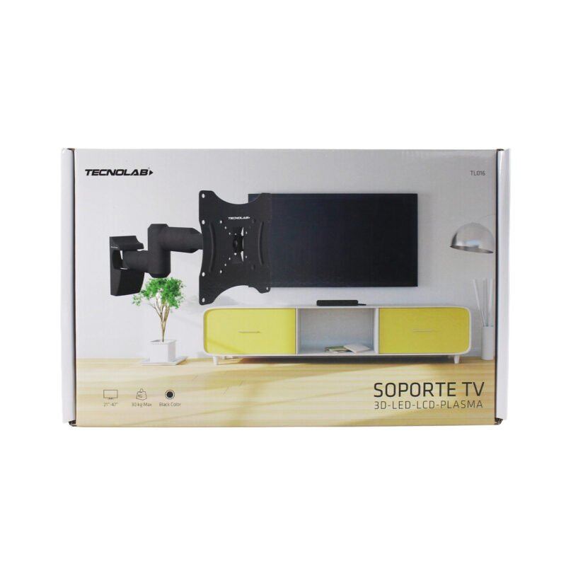 soporte tv tecnolab 3d/led/lcd/plasma, hasta x kg, inclina +15/ 15°, gira 35°, material acero, gestion de cables.