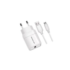cargador tecnolab salida usb 12w con cable usb a micro usb. certificacion sec. white