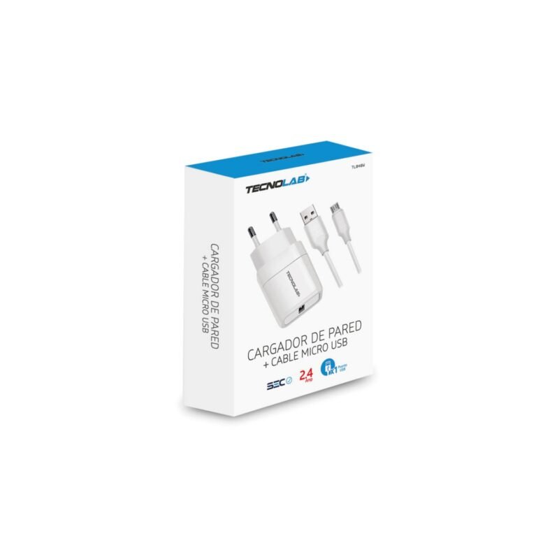 cargador tecnolab salida usb 12w con cable usb a micro usb. certificacion sec. white — vista 2