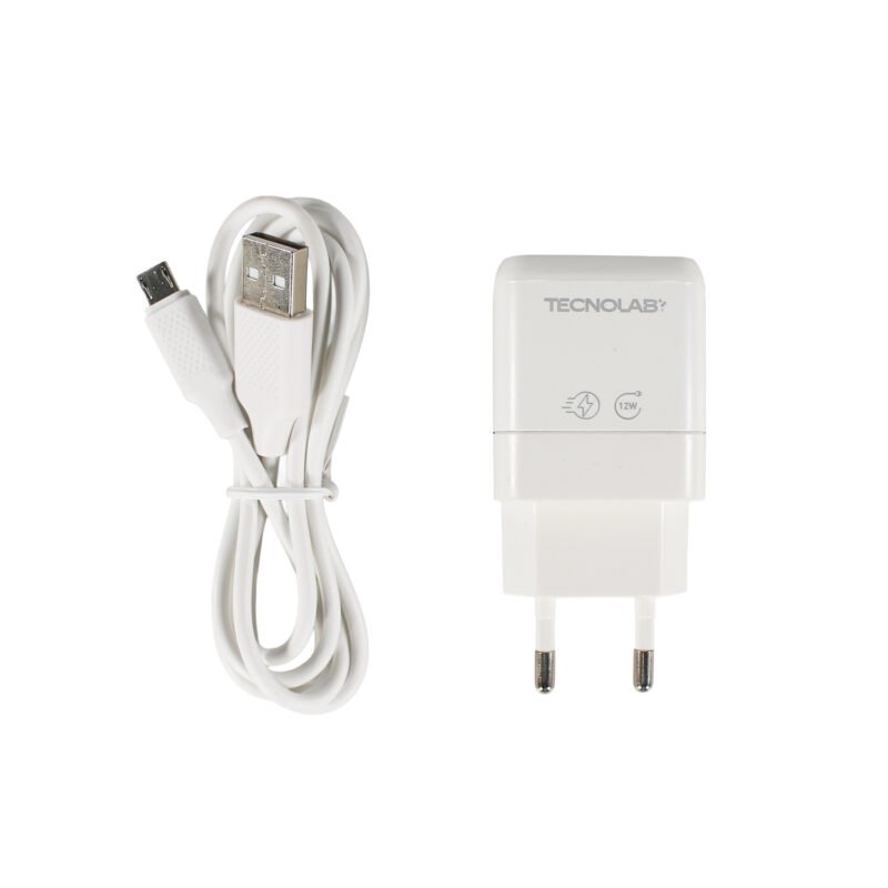 cargador tecnolab dual usb 12w con cable usb a micro usb. certificacion sec. white. — vista 6