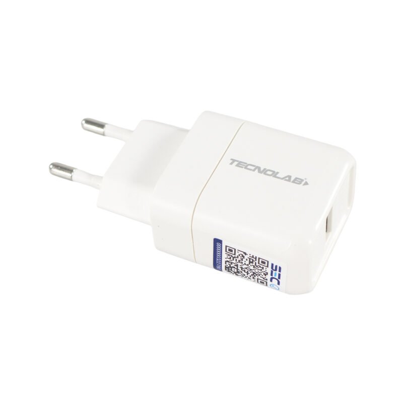 cargador tecnolab salida usb 12w con cable usb a lightning. certificacion sec. white — vista 12