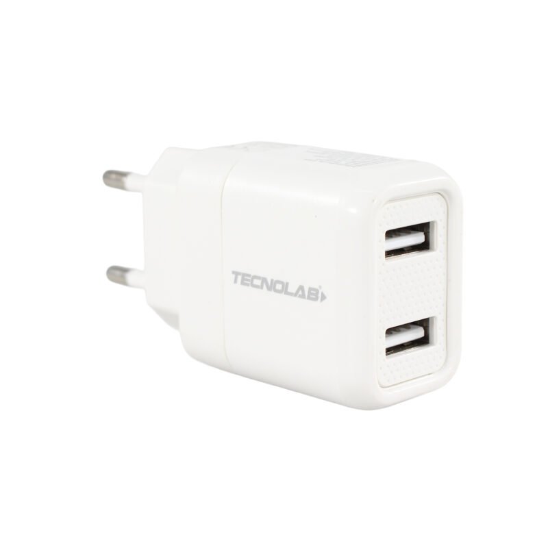 cargador tecnolab doble salida usb 12w con cable tipo c 2.4a. certificacion sec. white — vista 10