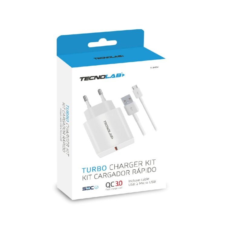 cargador tecnolab qc 3.0 18w con cable usb a tipo c. certificacion sec. white — vista 2
