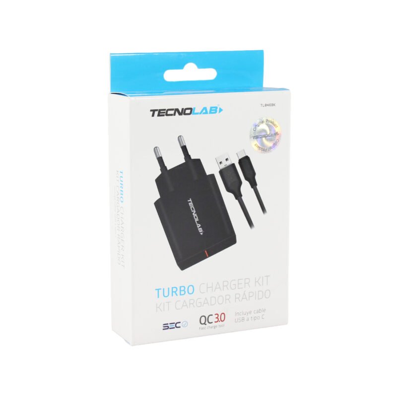 cargador tecnolab qc 3.0 usb 18w con cable usb a tipo c. certificacion sec. black — vista 5