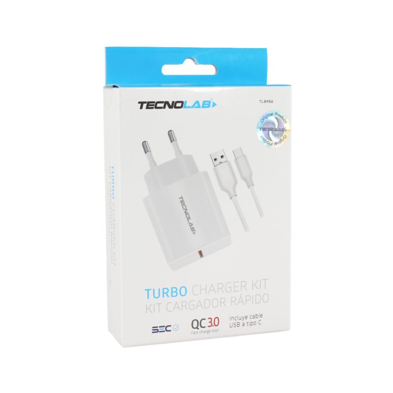 cargador tecnolab qc 3.0 usb 18w con cable usb a tipo c. certificacion sec. white — vista 6